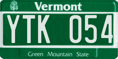 VT license plate YTK054