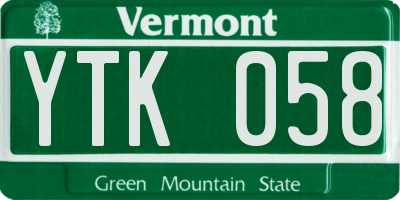 VT license plate YTK058