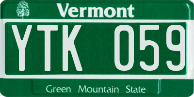VT license plate YTK059