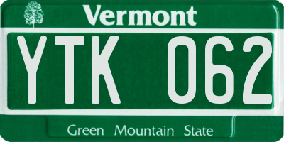 VT license plate YTK062
