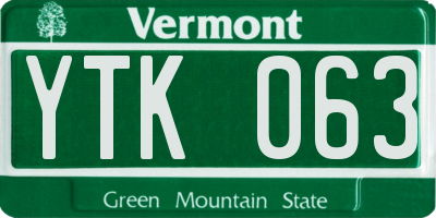 VT license plate YTK063