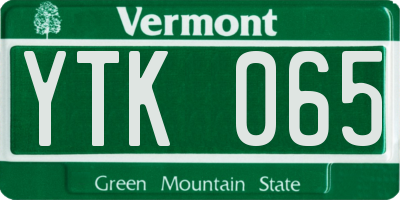 VT license plate YTK065