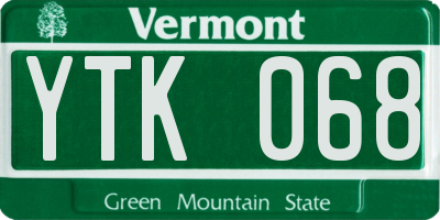 VT license plate YTK068