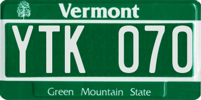 VT license plate YTK070