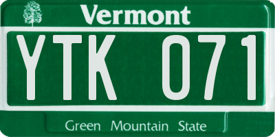 VT license plate YTK071