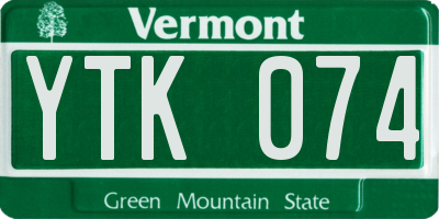VT license plate YTK074