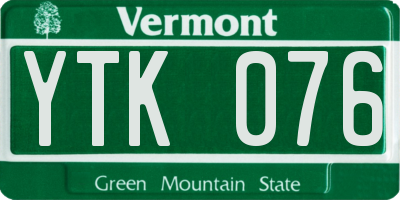 VT license plate YTK076