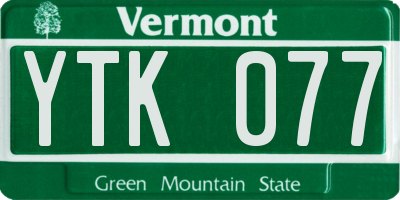 VT license plate YTK077