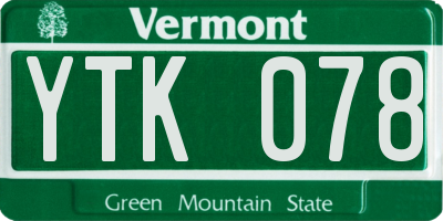 VT license plate YTK078