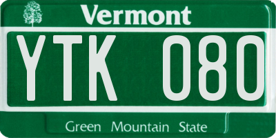 VT license plate YTK080