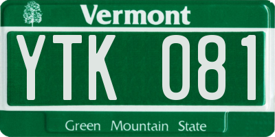 VT license plate YTK081
