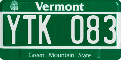 VT license plate YTK083