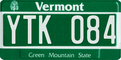 VT license plate YTK084