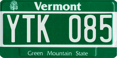 VT license plate YTK085