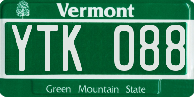 VT license plate YTK088