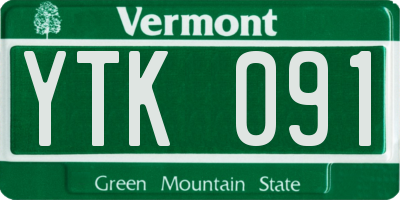 VT license plate YTK091