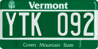 VT license plate YTK092