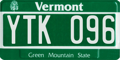 VT license plate YTK096
