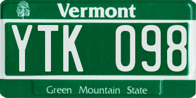 VT license plate YTK098