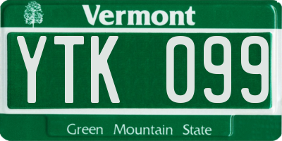 VT license plate YTK099