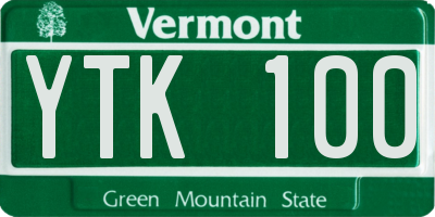 VT license plate YTK100