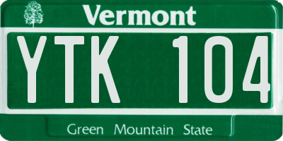 VT license plate YTK104
