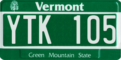 VT license plate YTK105
