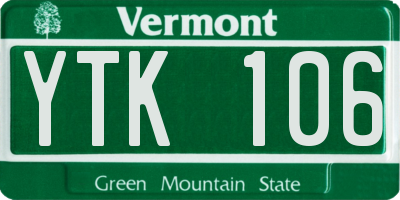 VT license plate YTK106