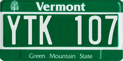 VT license plate YTK107
