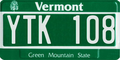 VT license plate YTK108