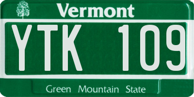 VT license plate YTK109