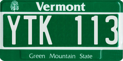 VT license plate YTK113