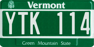 VT license plate YTK114