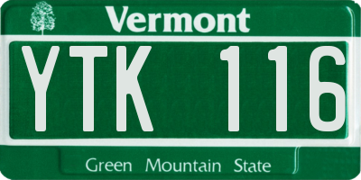 VT license plate YTK116