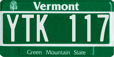 VT license plate YTK117