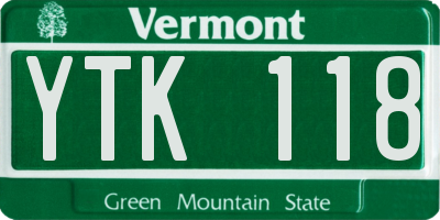 VT license plate YTK118