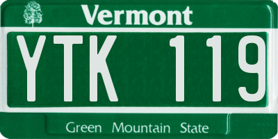 VT license plate YTK119