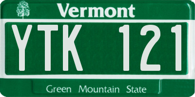 VT license plate YTK121