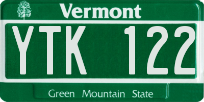 VT license plate YTK122