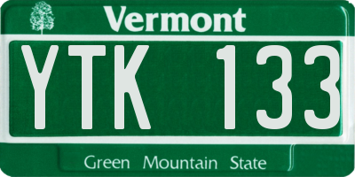 VT license plate YTK133