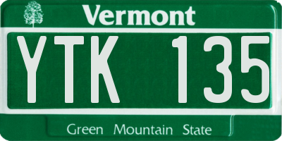 VT license plate YTK135