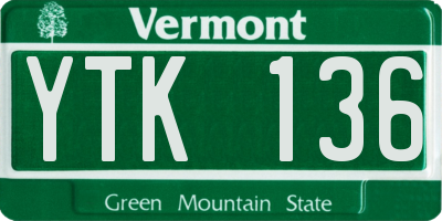 VT license plate YTK136