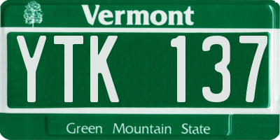 VT license plate YTK137