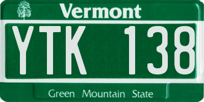 VT license plate YTK138