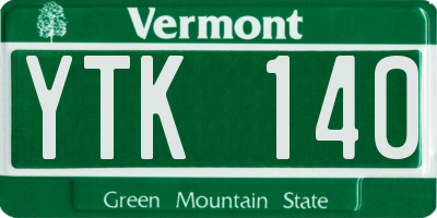 VT license plate YTK140