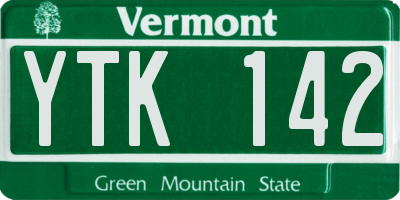 VT license plate YTK142