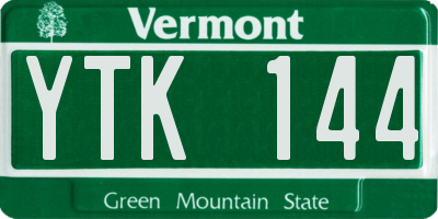 VT license plate YTK144