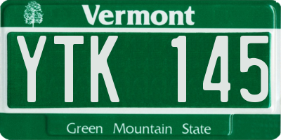 VT license plate YTK145