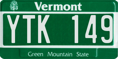 VT license plate YTK149