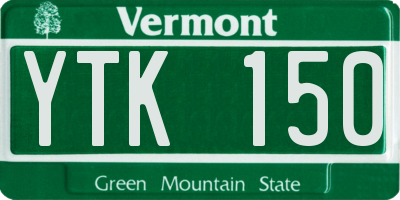 VT license plate YTK150
